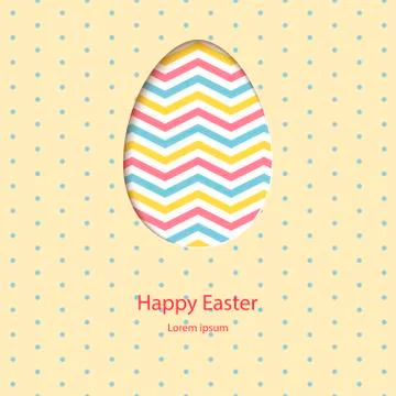 Abstract paper background with hole in the shape of Easter egg. Stock Illustration
