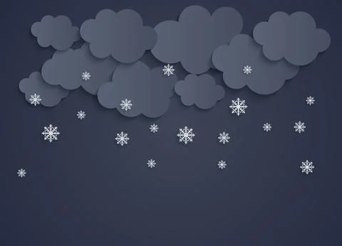 Abstract Paper Clouds with Snowflakes Vector Illustration Stock Illustration