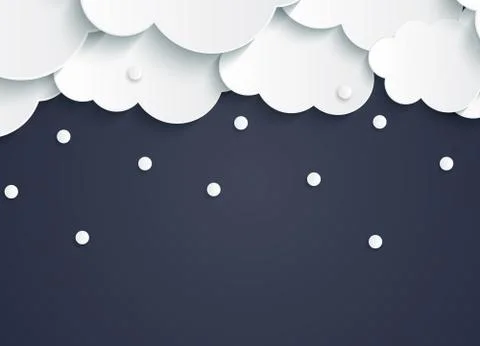 Abstract Paper Clouds with Snowflakes Vector Illustration Stock Illustration