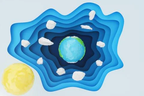 Abstract paper cut background with Earth concept. Paper carving effect with Stock Illustration
