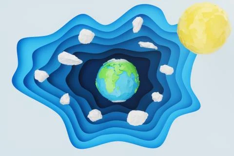 Abstract paper cut background with Earth concept. Paper carving effect with Stock Illustration