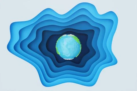 Abstract paper cut background with Earth concept. Paper carving effect with イラスト素材