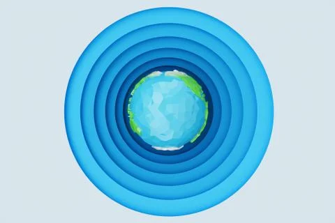 Abstract paper cut background with Earth concept. Paper carving effect with 스톡 일러스트