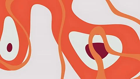 Abstract Paper Cut Background with Fluid Organic Shapes in Vibrant Orange a.. Stock Illustration