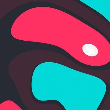 Abstract Paper Cut Background with Fluid Vibrant Shapes in Pink, Cyan, and Black イラスト素材