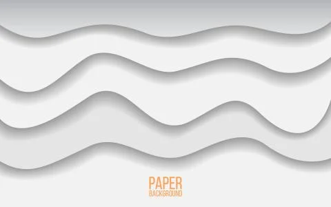 Abstract paper cut background. Gray and white waves. Realistic layers Stock Illustration