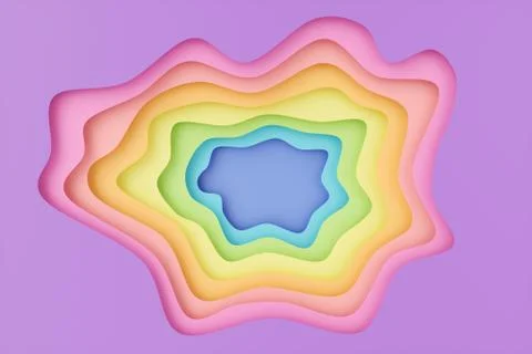 Abstract paper cut background, rainbow colors, pastel colors. 3D pastel colors Stock Illustration