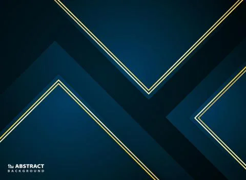 Abstract paper cut gradient dark blue with golden frame outline. イラスト素材