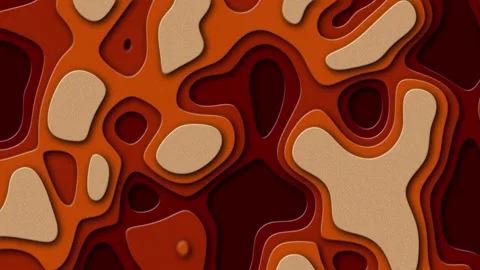 Abstract Paper Cut Layered Motion Background with Organic Orange Waves Stock-Footage 346777654