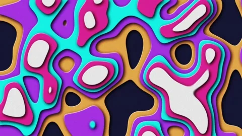Abstract Paper Cut Motion Background with Colorful Layered Liquid Stock-Footage 346777653