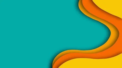 Abstract Paper Cut Out Background with Teal Orange and Yellow Waves. Stock Footage 344127102