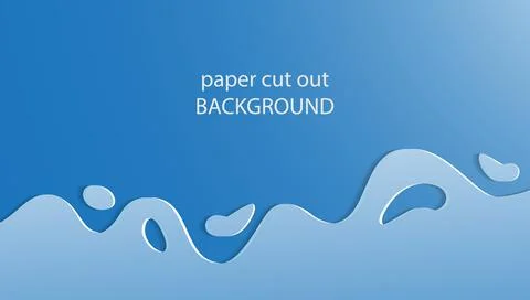 Abstract paper cut out background for design in blue colors 스톡 일러스트