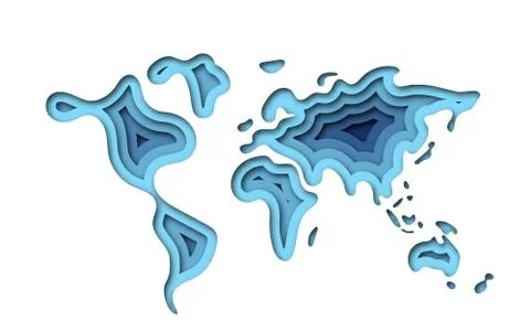 Abstract paper cut World map. Vector illustration Ilustración de archivo