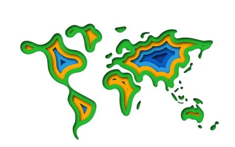 Abstract paper cut World map. Vector illustration Stock Illustration