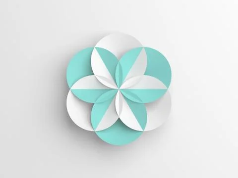 Abstract paper flower shape over white 스톡 일러스트