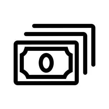 Abstract paper money stack outline icon isolated on white background Stockillustratie