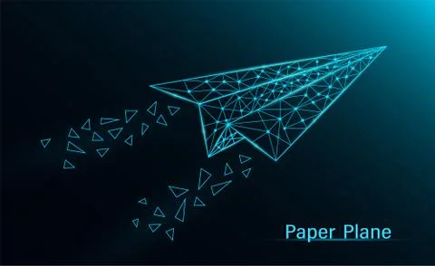 Abstract paper plane dark neon on blue background. Illustration vector イラスト素材