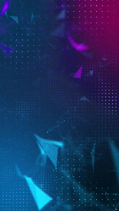 Abstract paper plane network background with cyan magenta geometric particles, d Stock Footage 340548901