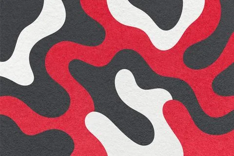 Abstract paper texture background with black, red, white camouflage pattern.. Stock Illustration
