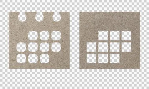 Abstract Paper Texture Calendar Date Planning Symbol Icon Set Isolated on W.. Stock Illustration