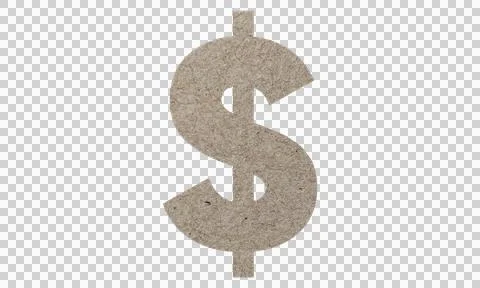Abstract Paper Texture Dollar Sign Symbol Icon Isolated on White Background Stock Illustration