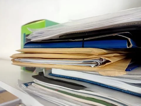 Abstract papers and stack of papers Foto stock