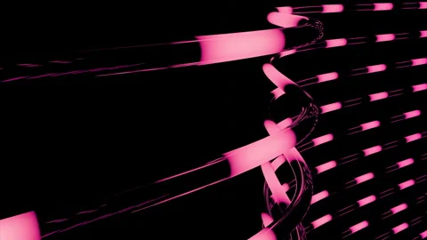 Abstract parallel black tubes with surrounded pink neon lights, seamless loop Stock Footage 192967528