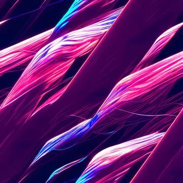 Abstract parallel straight and curved lines, neon purple and pink pallete. Stock Illustration