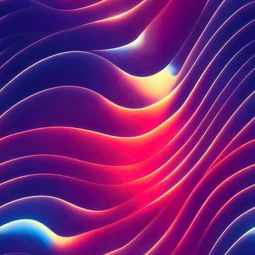 Abstract parallel straight and curved lines, neon purple and pink colors. Ele Stock Illustration
