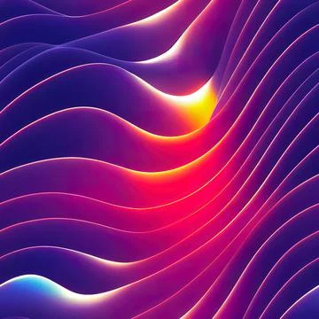Abstract parallel straight and curved lines, neon purple and pink colors. Ele Illustrazione stock