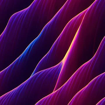 Abstract parallel straight and curved lines, neon purple and pink colors. Ele Stock Illustration