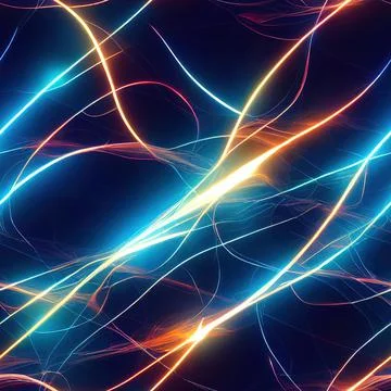 Abstract parallel straight and curved lines, neon purple and pink colors. Ele Stock Illustration