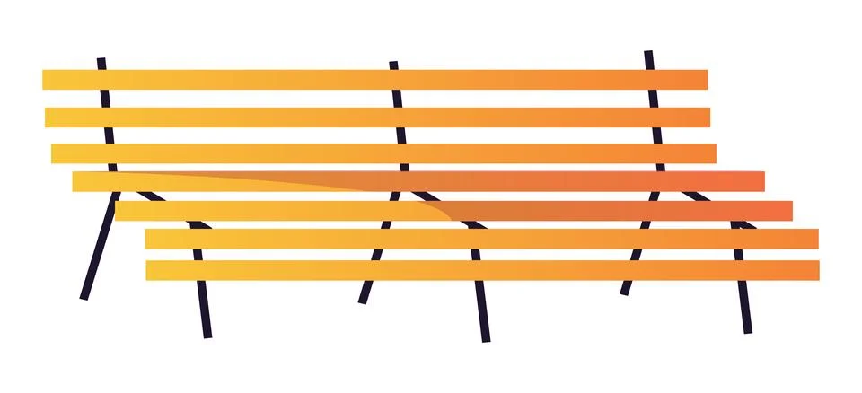Abstract park bench flat vector illustration with simple lines and yellow ton 스톡 일러스트