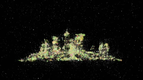 Abstract particle background. Festive New Year's view of the city in lights Stock Footage 139628091