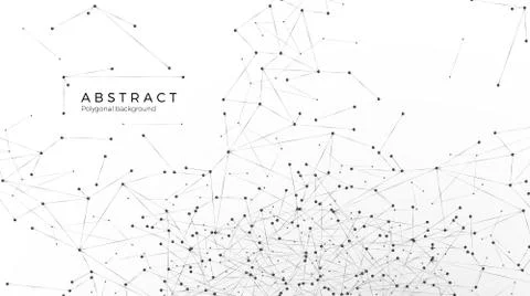 Abstract particle background. Nodes connected in web. Mess network or interne Illustrazione stock