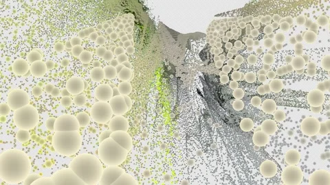 Abstract Particle Background with Yellow and White Glowing Spheres Motion Stock Footage 337116502