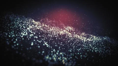 Abstract particle blue wave background. 3D wavy effect flow, glowing sparkles Stock Illustration