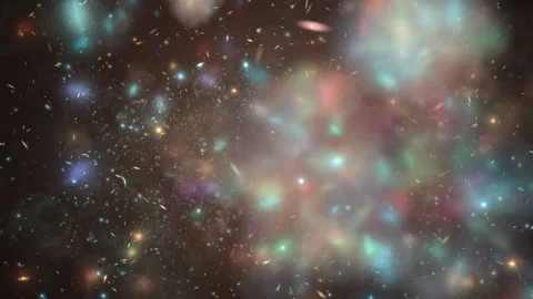 Abstract Particle Cloud Explosion with Colorful Cosmic Glow Видео 332784933