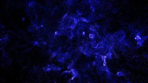 Abstract Particle Cloud in Motion with Neon Blue Effect on Black Background イラスト素材