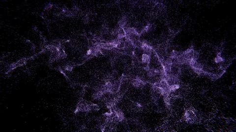 Abstract Particle Cloud in Motion with Neon Blue Effect on Black Background Stock Illustration