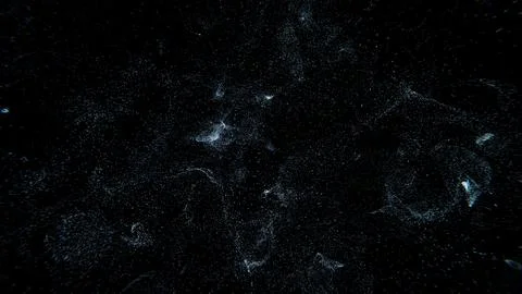 Abstract Particle Cloud in Motion with Neon Blue Effect on Black Background 스톡 일러스트