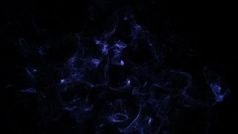 Abstract Particle Cloud in Motion with Neon Blue Effect on Black Background Illustrazione stock