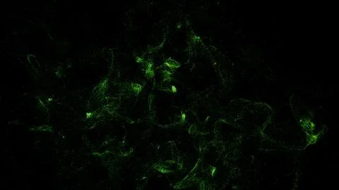 Abstract Particle Cloud in Motion with Neon Blue Effect on Black Background Stock Illustration
