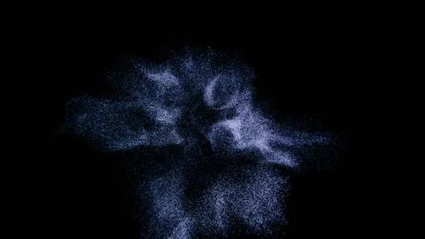 Abstract Particle Cloud in Motion with Neon Blue Effect on Black Background Stock Illustration