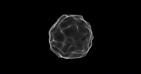 Abstract Particle Digital Fluid Sphere Morphing in Distortions Stock Footage 142680099