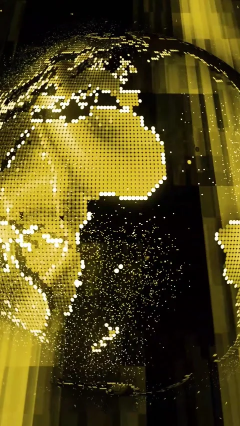 Abstract particle earth globe animation. Vibrant digital world map made of .. Stock Footage 308742956