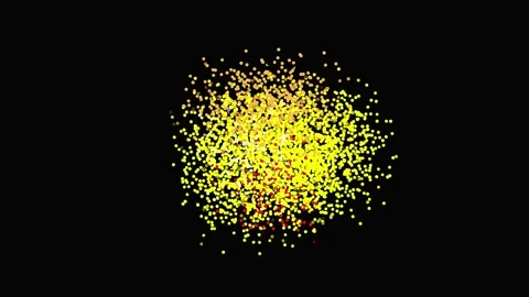 Abstract particle explosion background with scattered circular elements. Dy.. Stock Footage 331876713