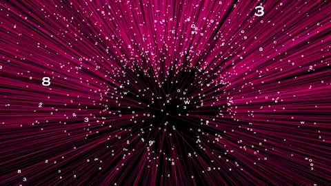 Abstract particle explosion in dark space with magenta light trails Stock Footage 327548700