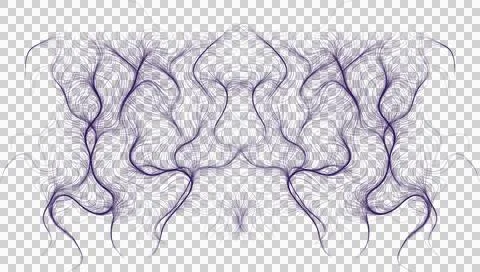Abstract particle flow symmetrical composition. Purple dot matrix wave patt.. Stock Illustration