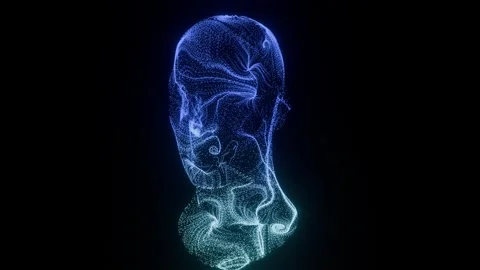 Abstract particle heads morphing and swirling in digital space 動画素材 344606471